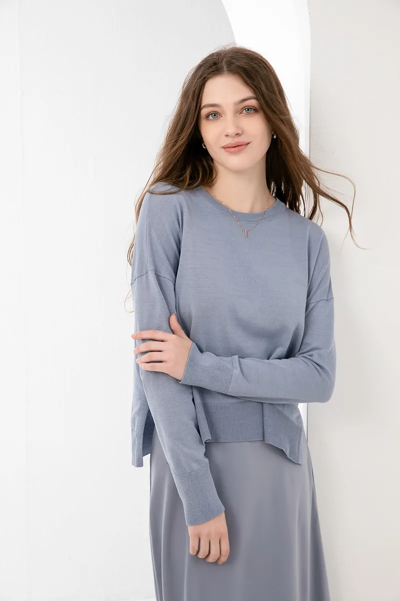 AS 2024 spring summer elegant graceful woman clothing loose fitting knitting top+matte satin skirt with lining (ship out in 1 d)