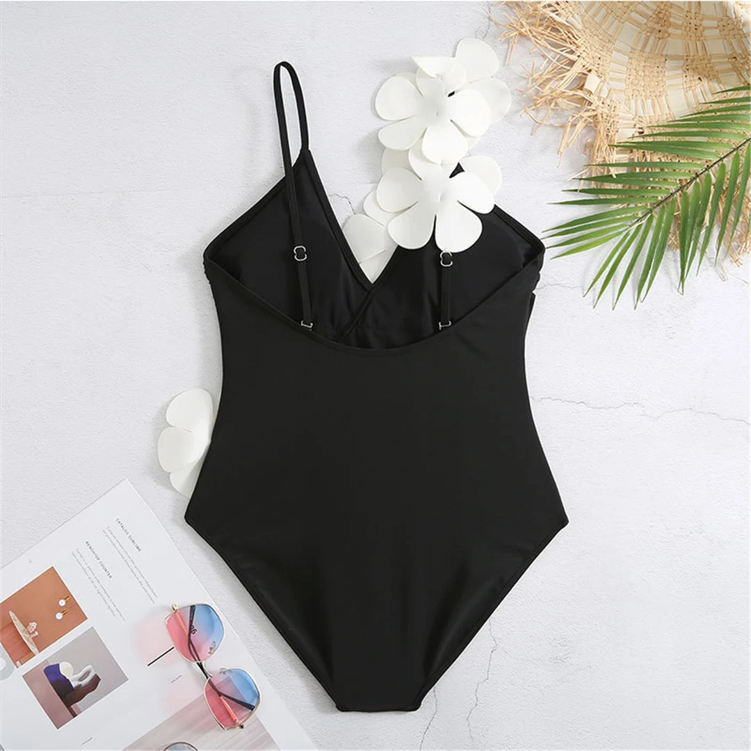 S - XL Sexy mit Sarong, 3D-Blumenmuster, tiefes V-Ausschnitt, hoch geschnitten, Damen-Badeanzug, einteiliger Badeanzug, Damen-Badebekleidung, Badeanzug, Modell V5035 – Detail 14