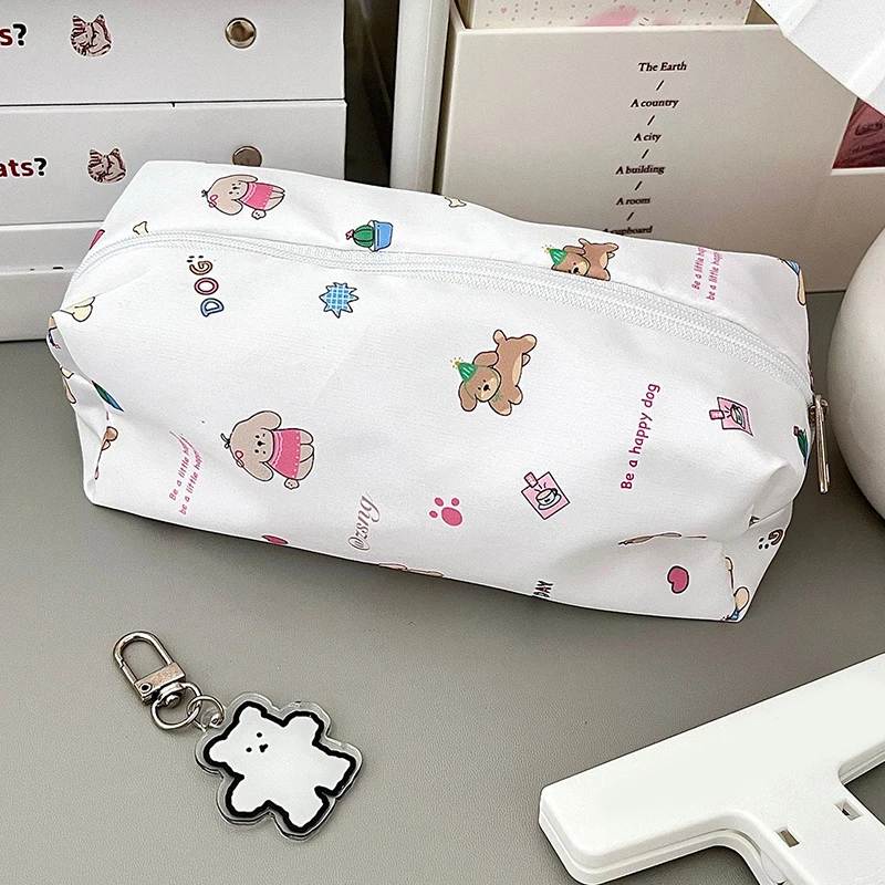 1pc kawaii lápis caso lona saco de maquiagem estética papelaria organizador caneta titular lápis bolsa