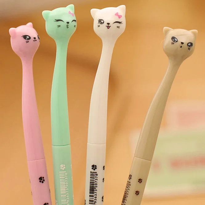 40 Pcs Cute Cartoon Fashion Slim Small Cat Can Stand Expression Gel Ink Pen / Student Children Prize Gift/Creative Stationery