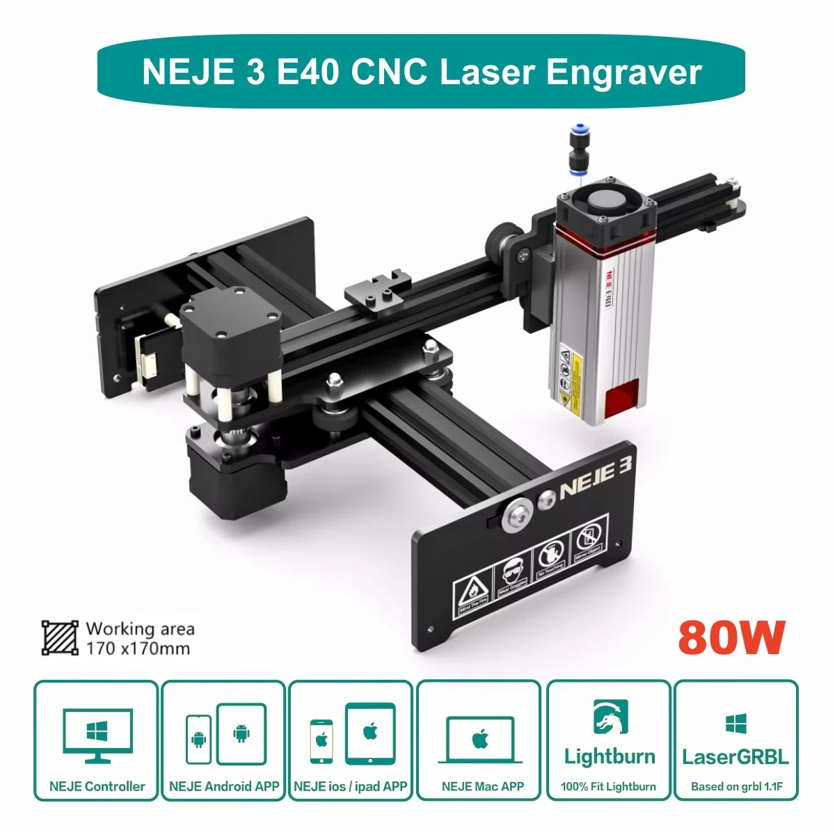 NEJE 5 E40 Handheld portable Laser Printer Cutting machine Home Mini DIY coding machine Stainless steel metal