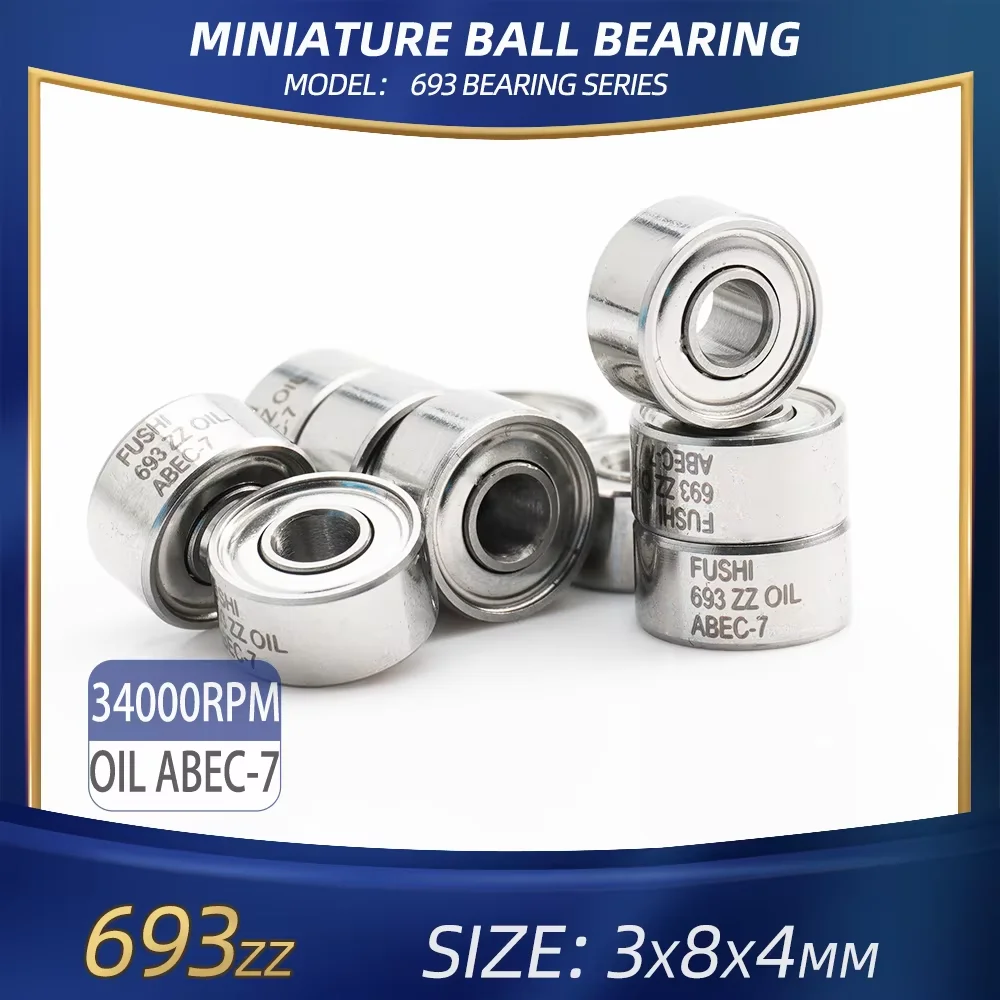 10 szt. łożysk kulkowych 693ZZ 3*8*4 mm ABEC-7 830 do miniatur, do mocnych wiertarek, szczotek, końcówek ręcznych/instrumentów/mikromotorów