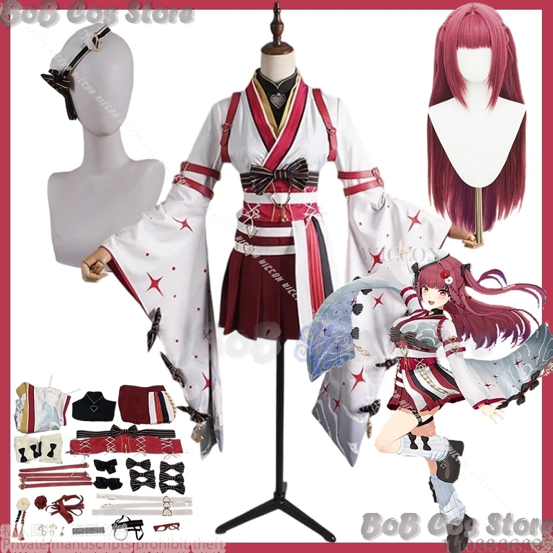

Anime Youtuber Hololive Cosplay VTuber Houshou Marine 2025 Birthday Concert 3D Japanese Kimono Dress Halloween Carnival Outfit