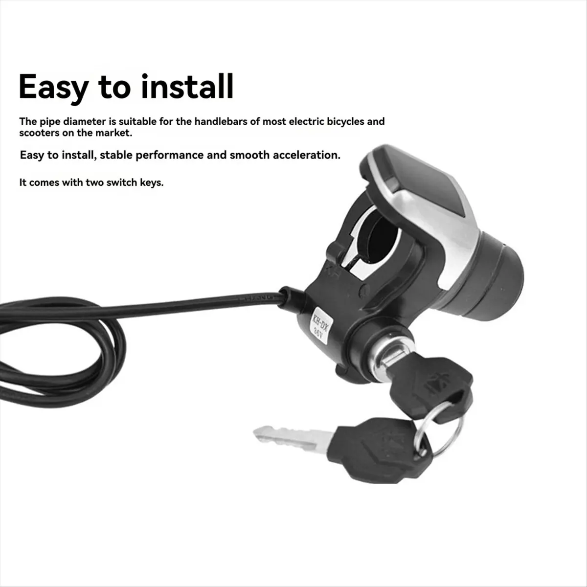 ABST Twist Grip Throttle with LCD Display (Power Indicator) & Key Lock for E-Bikes/Scooters/Motorcycles 36V