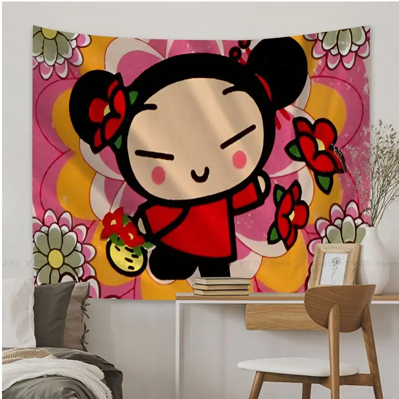 Cute Cartoon Pucca Garu Wall Tapestry Cheap Hippie Wall Hanging Bohemian Wall Tapestries Mandala Home Decor