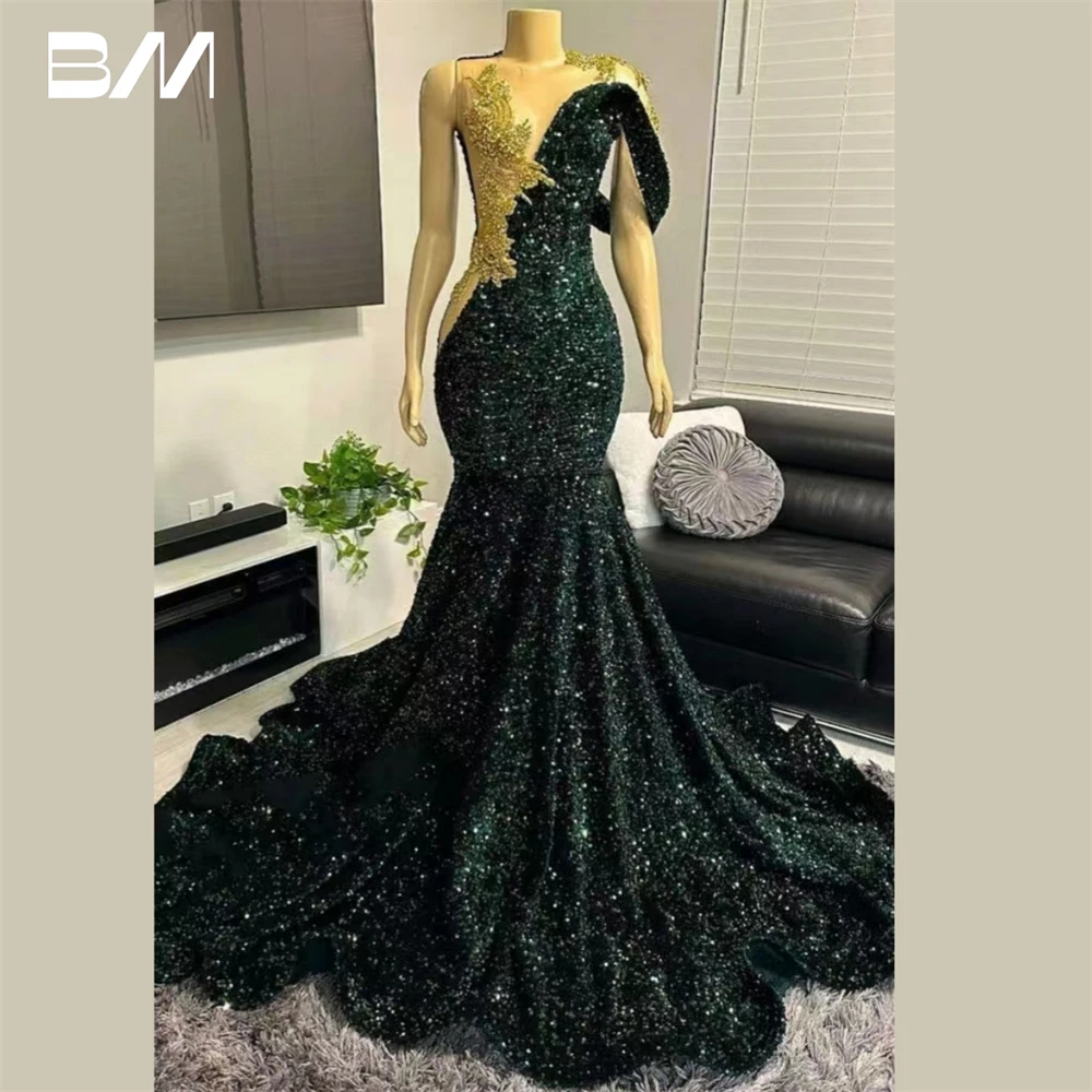 Real Images Sequined Women's Formal Dress Rhinestones Mermaid Long Prom Dresses Custom Made High Quality Sexy Party Gown