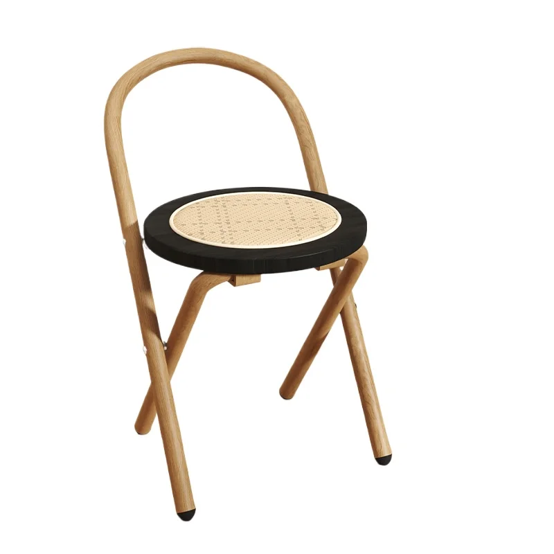 Cream Style Foldable Wicker Dining Chair Portable Outdoor Folding Stool Multi-Purpose Compact Mazza Kitchen Seat