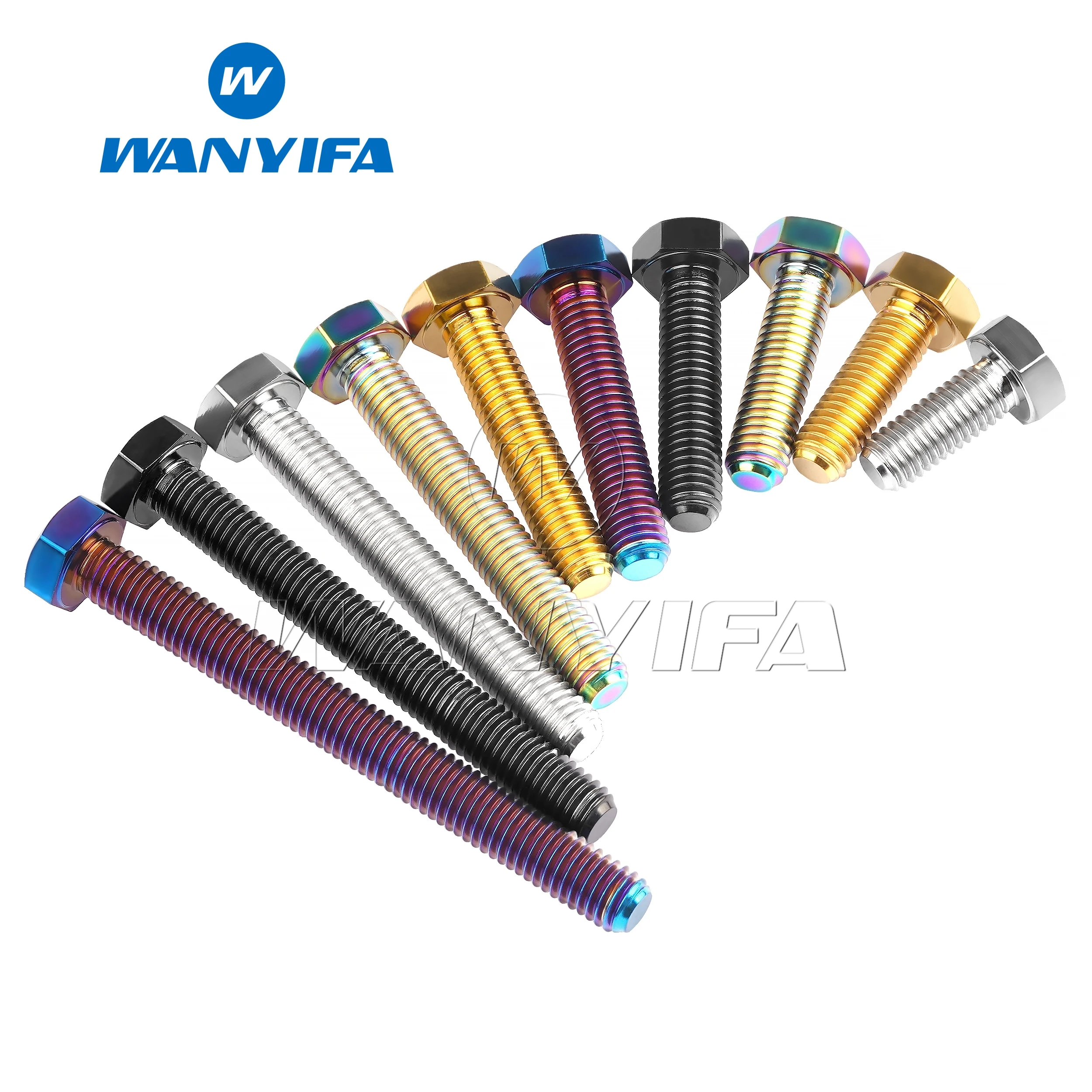 Wanyifa Titanium Bolt M6 M8 10/15/20/25/30/35/40/45/50/55/60/65/70/75/80 DIN933 Fully Threaded External Hex Motorcycle Screws