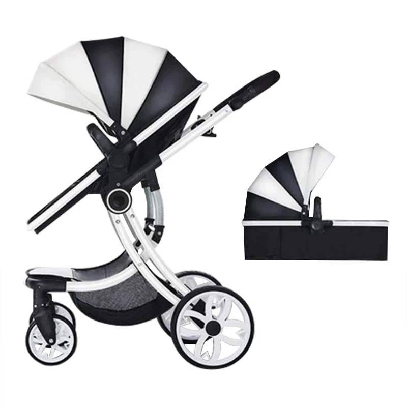 High landscape 3 in 1 baby pram strong egg shell design carry cot customized baby stroller