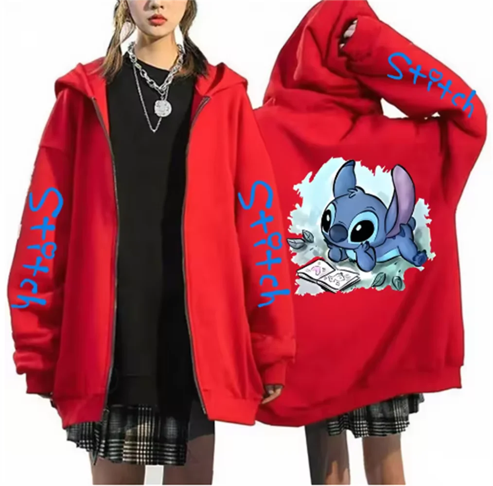 

Stitch cosplay hoodie,Disney Stitch sweater,Halloween,street neutral fashion jacket,women's zipper sweater,black sweater