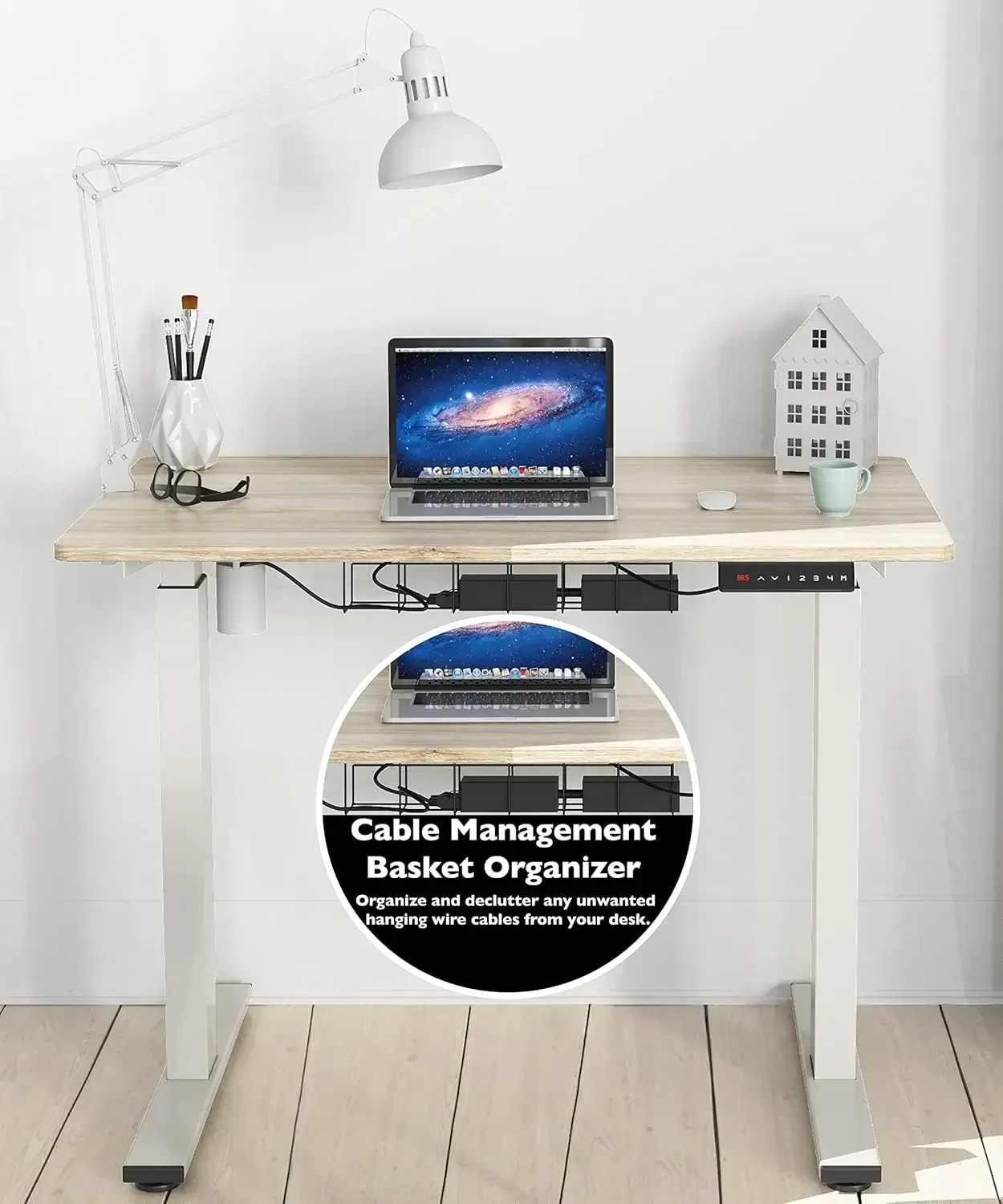 Memory Preset Electric Height Adjustable Standing Desk, 40 x 24 Inches, Maple