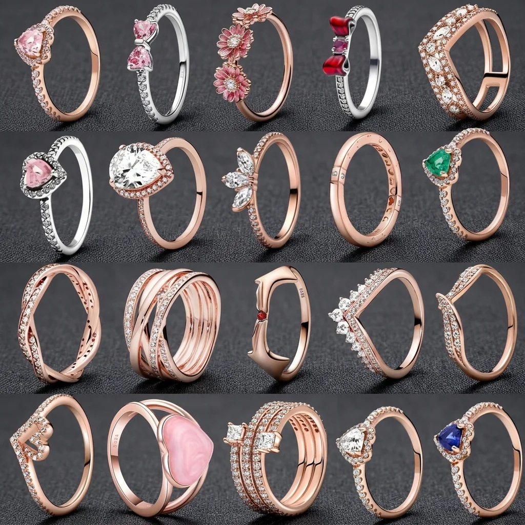 925 Sterling Silver Open Ring Paved Heart Flower Gemstone Ring for Women Daily Wear Jewelry Gift