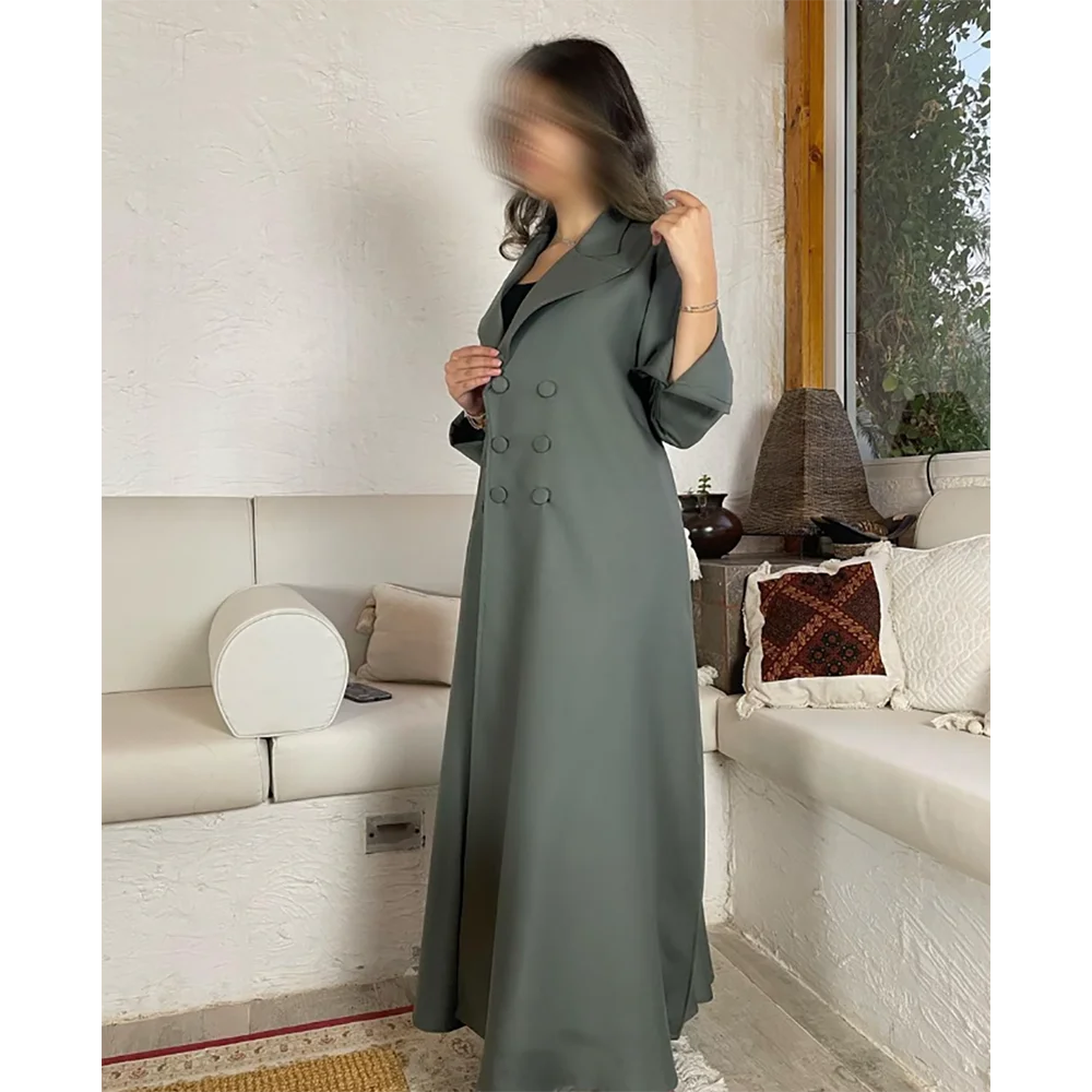 Luźna, elegancka, dwurzędowa damska długa kurtka Elegancki damski płaszcz codzienny Formalna sukienka do kostek Abaya