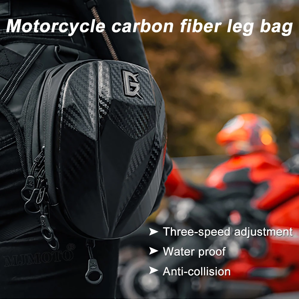 

Waterproof Motorcycle Drop Leg Bag Cycling Thigh Carbon Fiber Hard Shell Side Waist Pack for Outdoor Casual Bum Biker Hip Pack