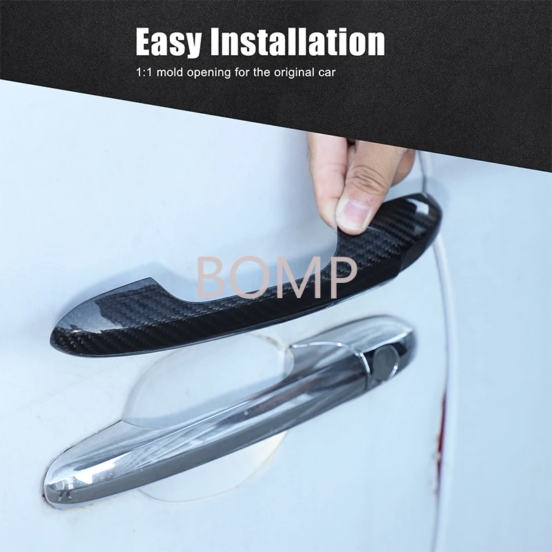 BOMP For Fiat 500 Abarth 595 595C 695 2007-2023 Real Dry Carbon Fiber Door Handle Cover Door Handle Decorative Cover Auto Access