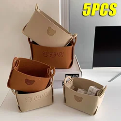 5PCS Bear Felt Storage Basket Snacks Toys Storage Basket Large Capacity Foldable Clothes Organizer Desktop Sundry Organizer