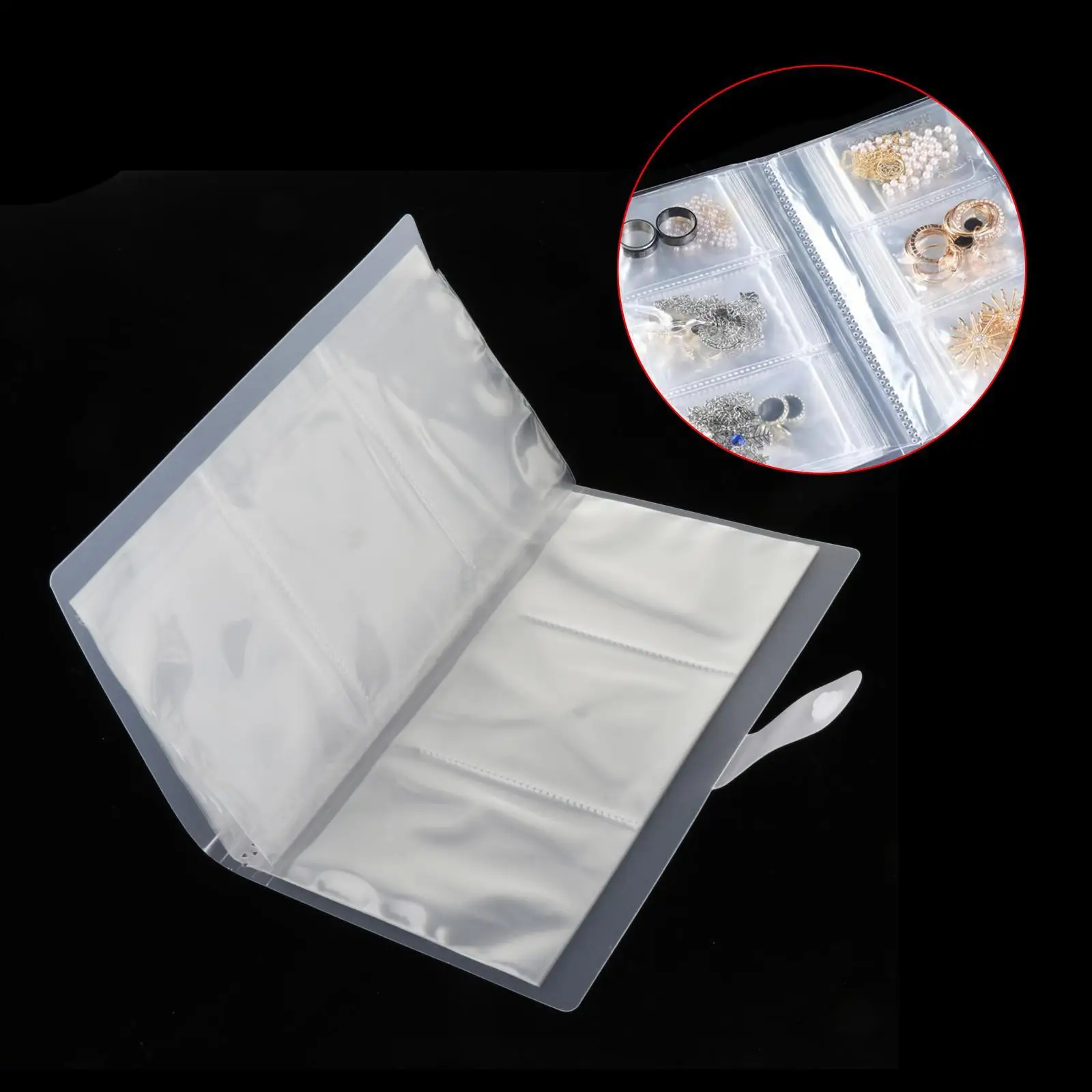 Clear PVC Jewelry Storage Book with Pockets 84 Slots Reusable Lightweight Large Capacity Cover Size 20.5x11.5cm Various Usages