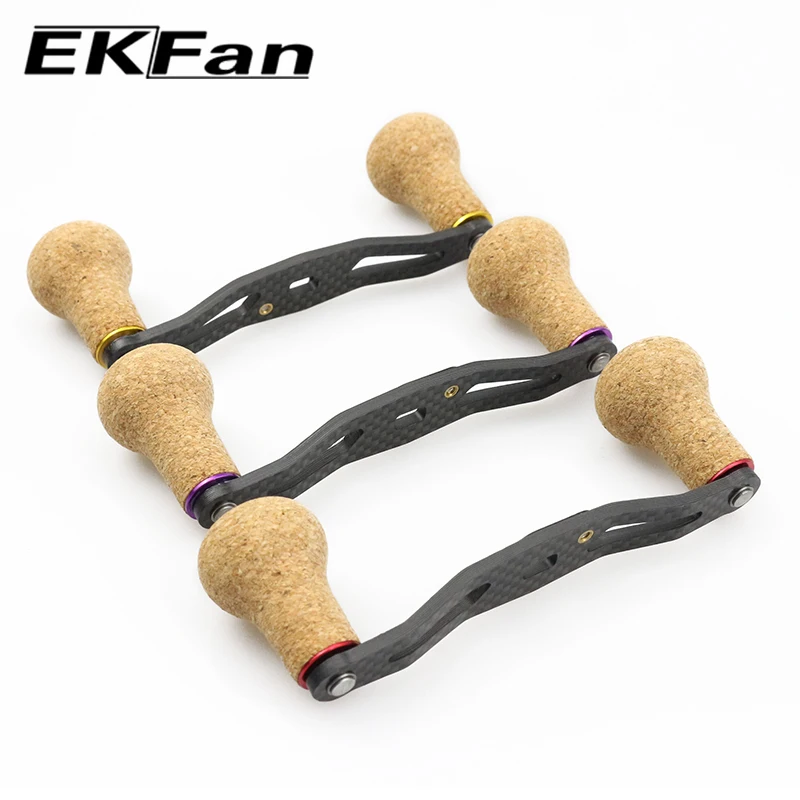 EKfan 105mm カーボンファイバー製ベイトキャスティングリールハンドル A/S/D対応 木製ダブルノブ 左右交換可能 アップグレードリールハンドル