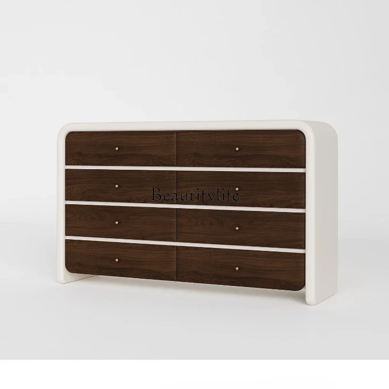 

Living room solid wood eight-bucket cabinet drawer cabinet Italian minimalist retro bedroom bedside storage