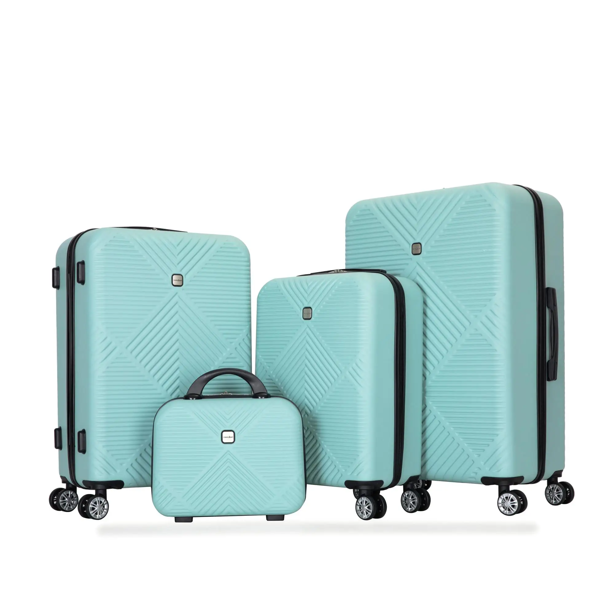 4-Piece Lightweight ABS Luggage Set with 14 Makeup Box & Smooth-Glide Wheels - Stylish Light Blue (14/20/24/28)