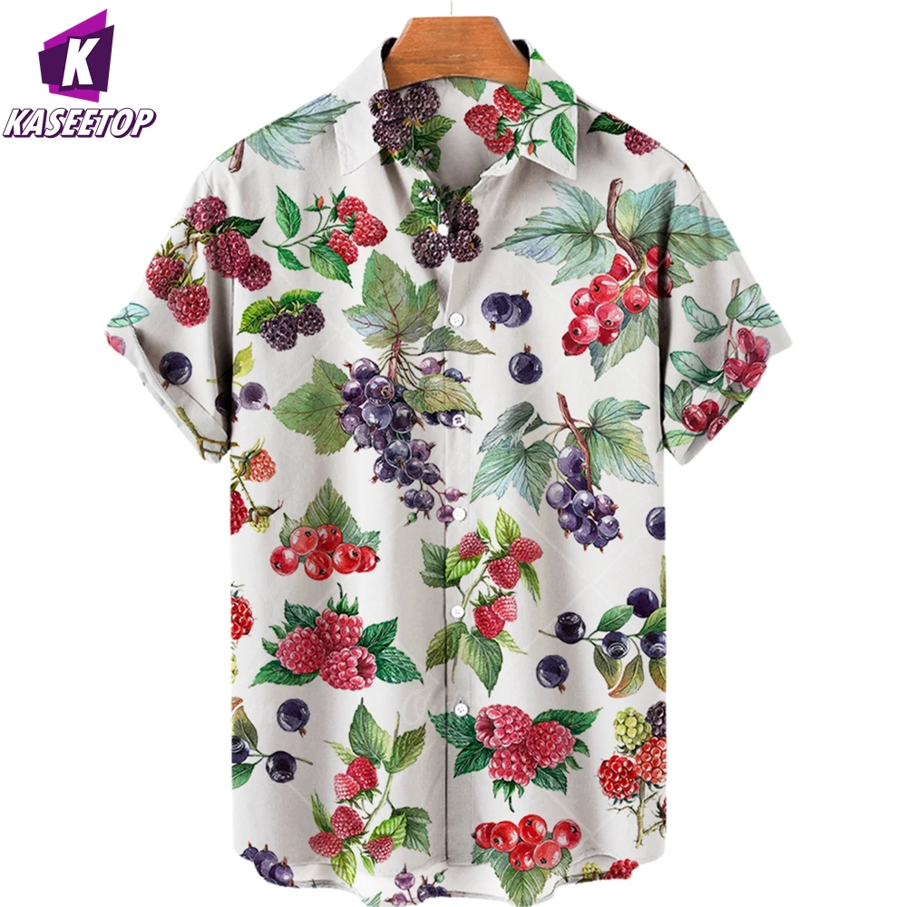 

Summer Hawaiian Shirt For Men 3D Fruit Pattern Men's Shirt Beach Oversized Men's Loose Breathable Top Button Clothing Camisa