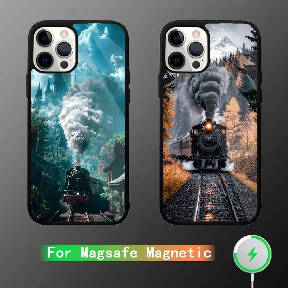 

Classic Steam Train Railway Phone Case For iPhone 17,16,15,14,13,12,11,Pro,Max,Plus,Mini,SE4,Magnetic Magsafe Wireless Charging