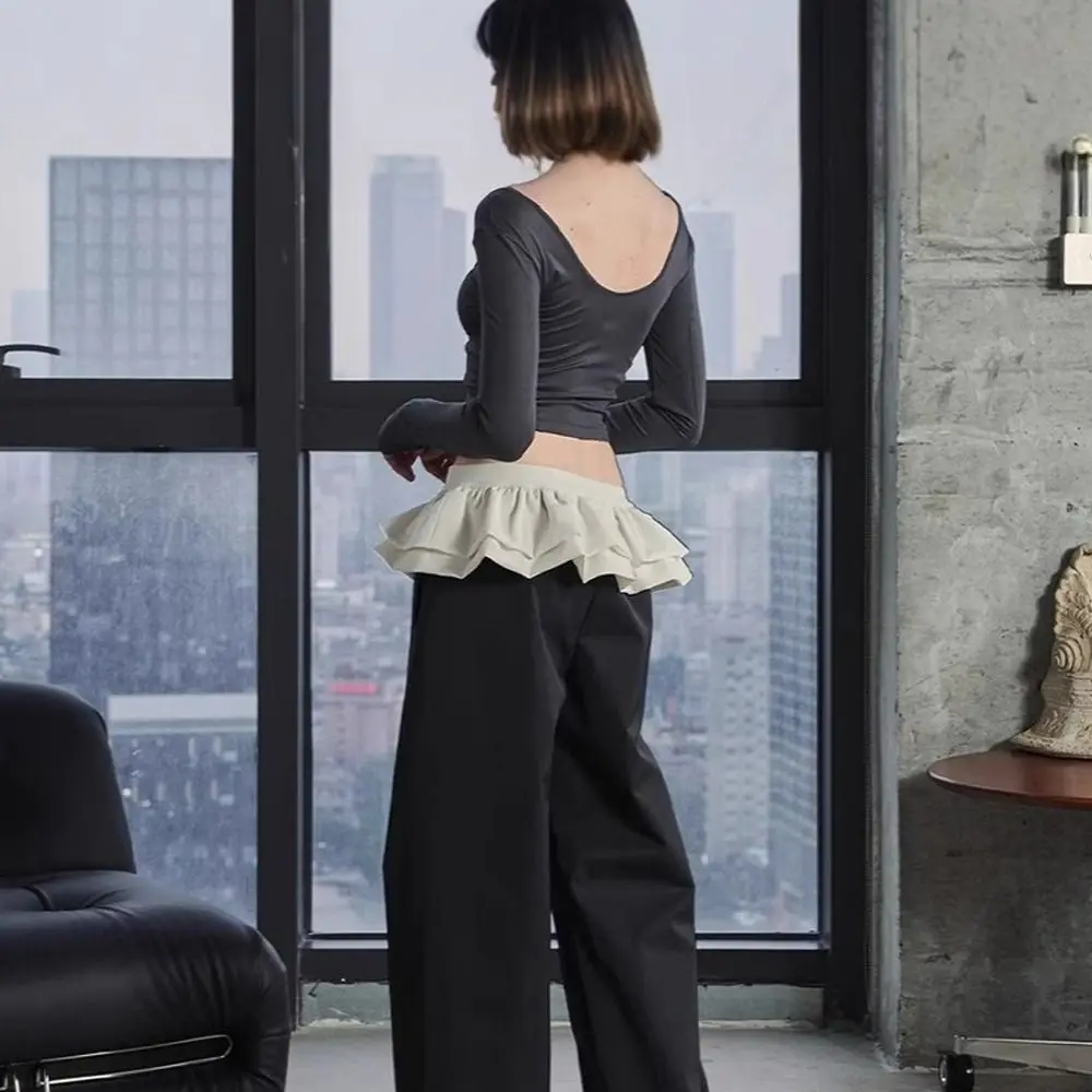 Nueva Minifalda Dulce Estilo Y2K, Color Blanco, Faldas con Volantes, Estilo Harajuku, Falda Plisada Multicapa con Decoración de Jeans