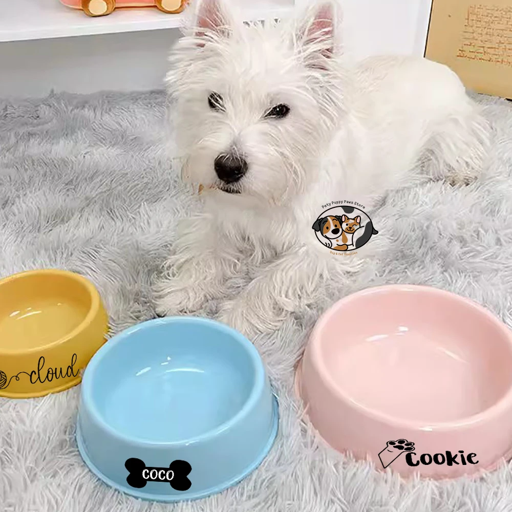 Custom Plastic Dog Bowls with Pet Name, Non-Slip, Christmas, Birthday Gifts for Pet,Personalized Pet Bowl, Feeder for Dog or Cat