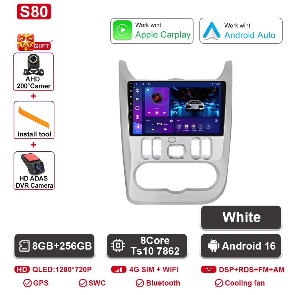 Android 16 autoradio voor Renault Logan 1 Sandero 2009 - 2015 voor Dacia Duster 2010 - 2017 auto multimedia videospeler navigatie