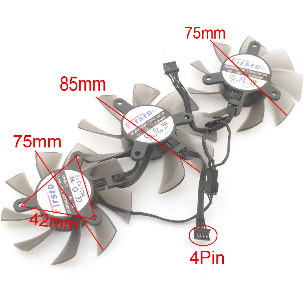 3pcs/lot FD8015H12D FD9015U12D 85mm 75mm DC12V 0.55A 0.32A 4Pin For HP RTX3070ti RTX3080 RTX3090 Graphics Video Card VGA Fan