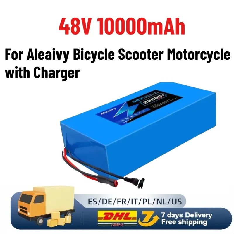 

Upgrade High-Capacity 48V 10000mAh Electric Bike Lithium Battery Pack for Aleaivy Bicycle Scooter Motorcycle with Charger