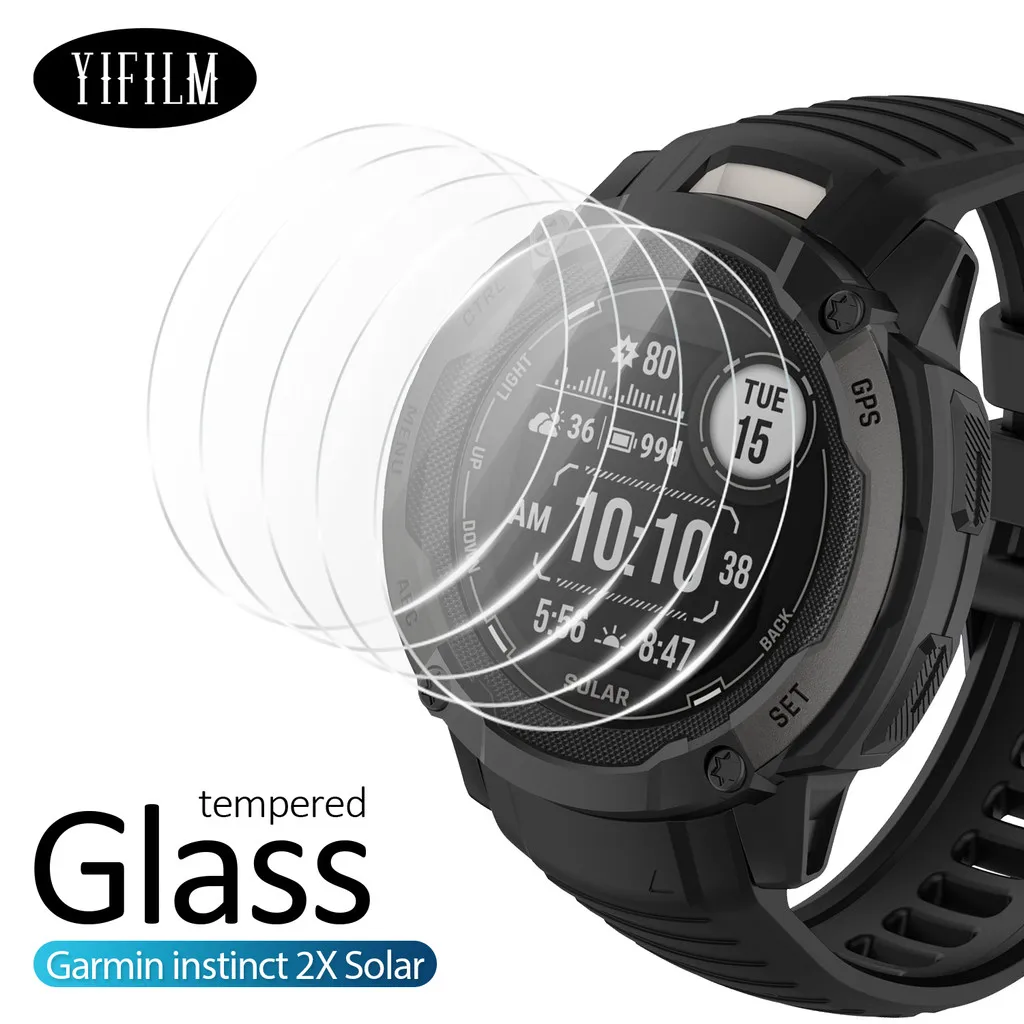 9H Tempered Glass Film for Garmin Instinct 2X Solar Screen Protector Tempered Glass HD Anti-Scratch Protective Film Accessories