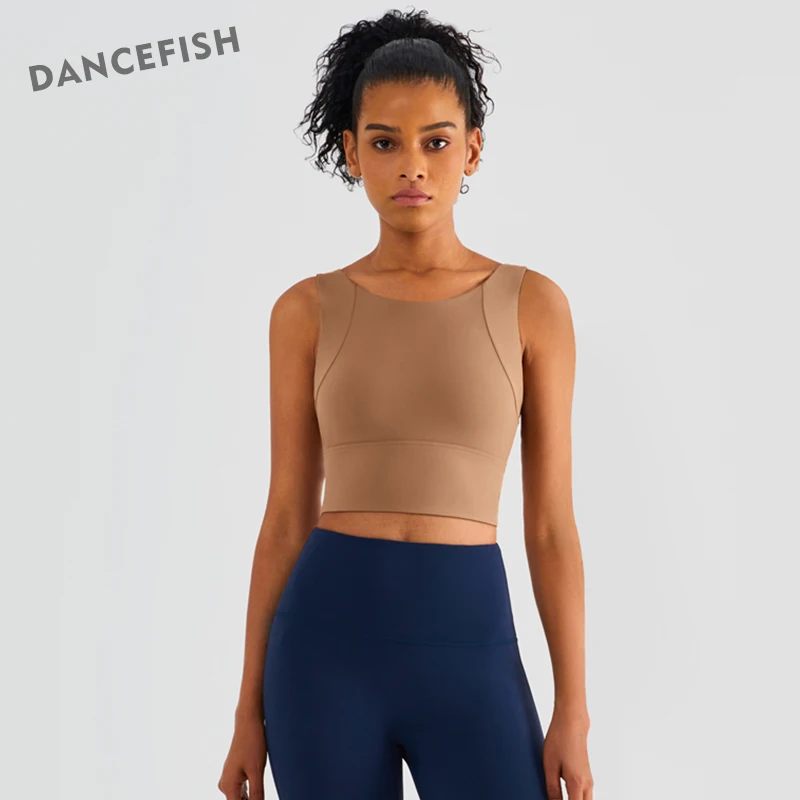 

DANCEFISH женские фиксирующие чашки, бюстгальтеры для йоги, средней прочности, поддержка, активный топ, комбинированный тренировочный жилет для фитнеса и бега