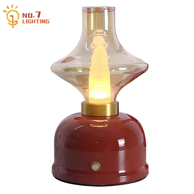 Atmosphere Candlestick Charging Table Lamp with Touch Dimming Cream Wind Night Light Bedroom Bedside Restaurant Camping Study