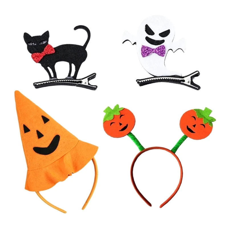 652F 2PCS Halloween Headband Fabric Hair Clip for Adult and Kids Costume Accessory School Event Holiday Celebration Headpiece