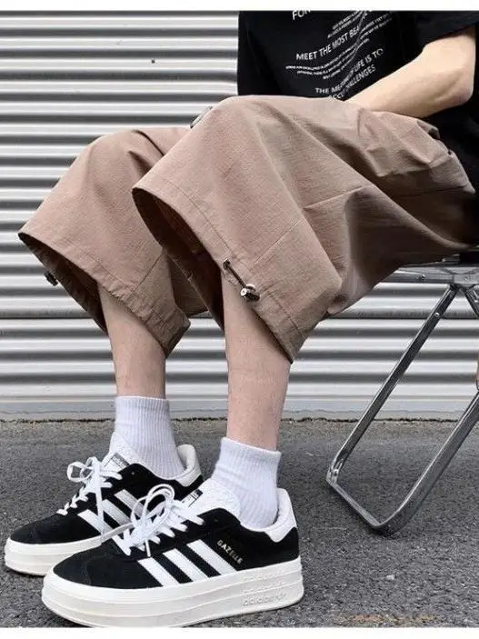

American High Street Casual Men's orts Summer New Straight Leg Wide Leg Trendy Brand Haome High-End Feeling Seven-Foot P...
