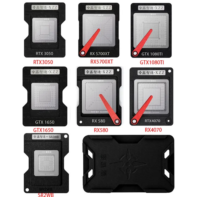 XZZ BGA szablon do reballingu procesora laptopa GTX1650 RX580 RTX4070 RTX3050 RX5700XT GTX1080TI SR2WB szablon BGA bezpośredniego ogrzewania