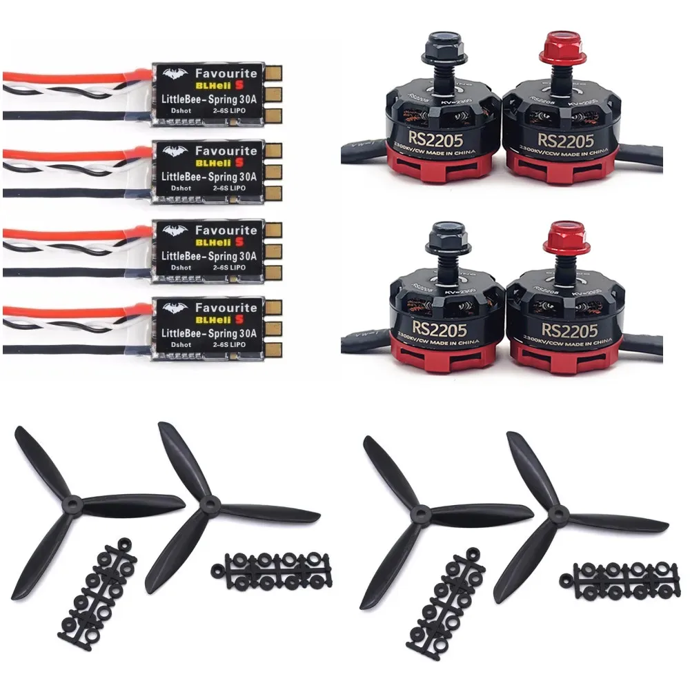 RS2205 2205 2300KV CW CCW Brushless Motor With LittleBee 30A ESC BLHeli_S ESC for FPV RC QAV250 210mm Racing Drone Multicopter