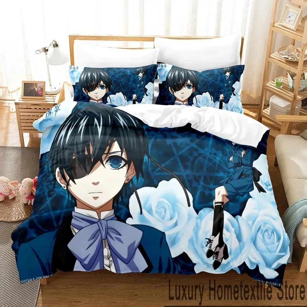 

3D Print Anime Black Butler Bedding Set Boys Girls Twin Queen King Size Duvet Cover Pillowcase Bed boys Adult Home Textileextile