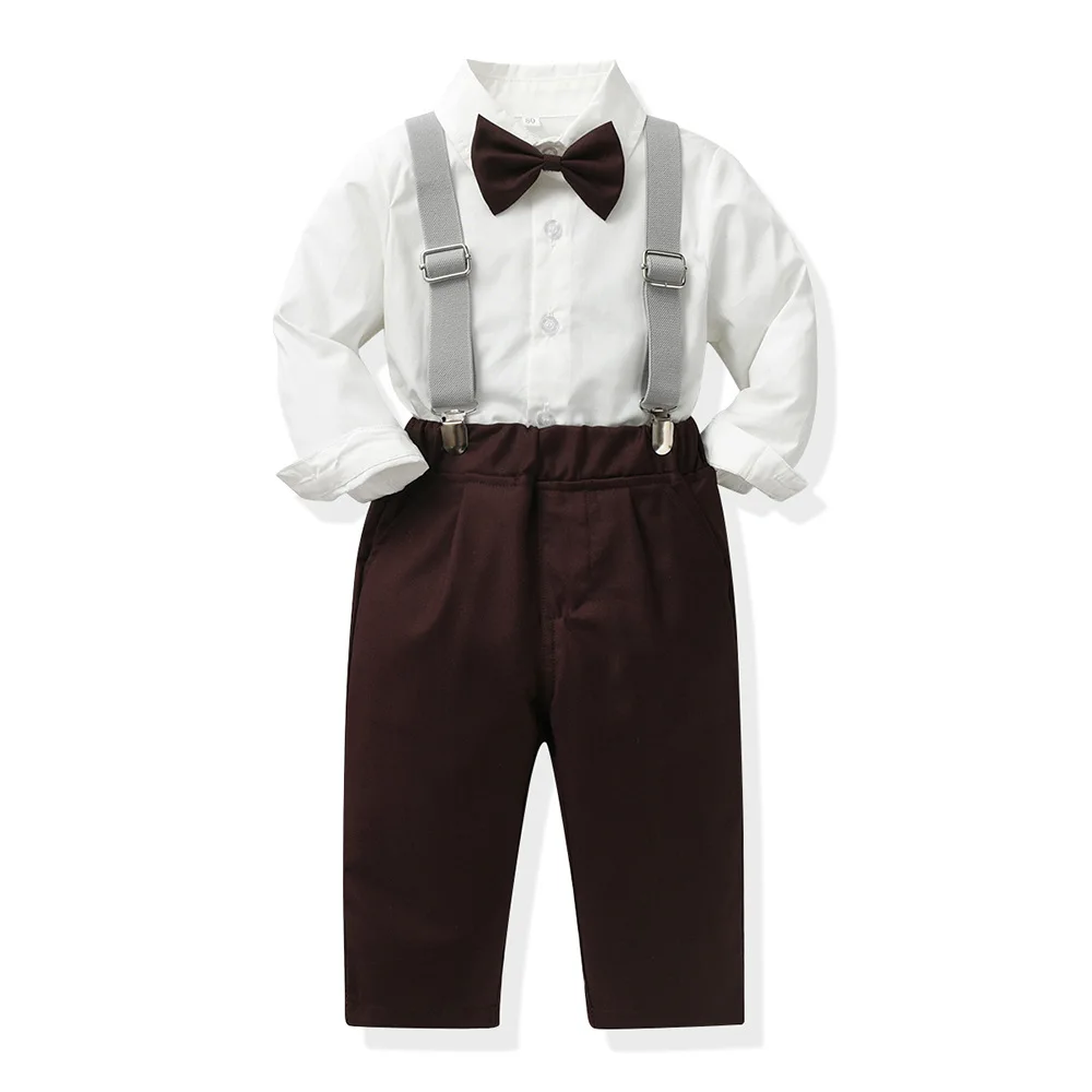 Classic Shirt Suspender Pants Bow tie Set Children's Clothing Sets For Children Baby Boy Clothes Wedding Best Companion