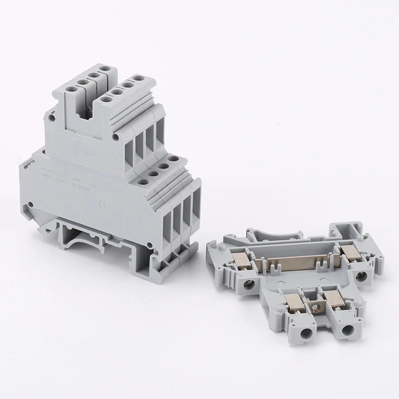 10PCs Rail Type Double-layer Terminal Block Double-layer Terminal Block UKK5 UK Double in Double Out Terminal Block