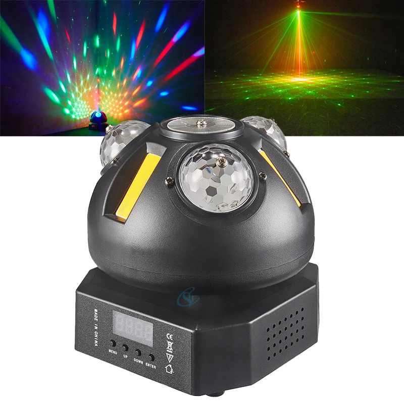 Mini Colorful LED 60W DJ Rotating Moving Head Lights Laser Golden Effect Lighting DMX Remote Control For Disco Party Nightclub