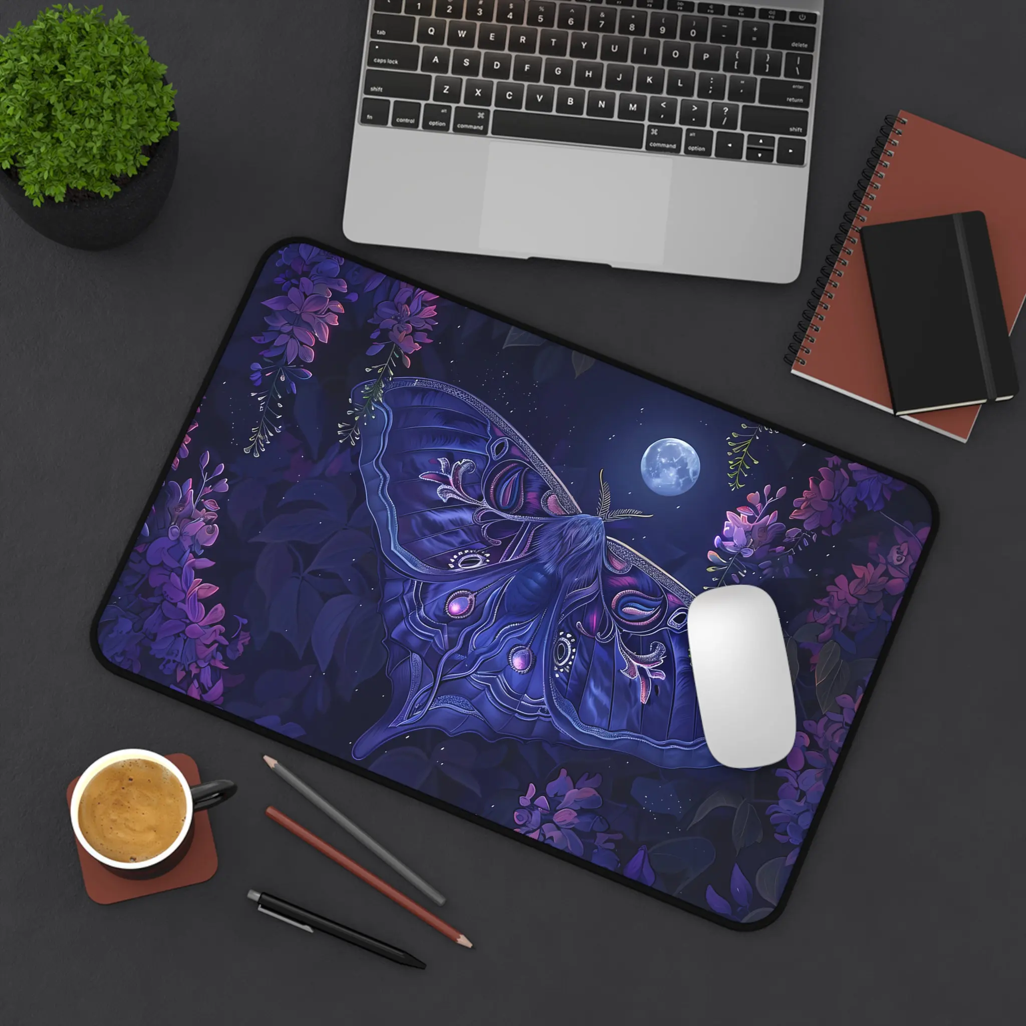 Moth Desk Mat, Cute Gaming Mou - Desk Setup With Plants ulasan dan harga