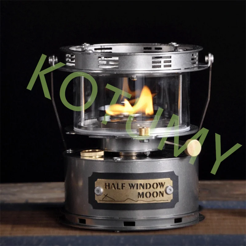Outdoor Coal Oil Lamp Stove Tea Cooking Half Window Outdoor Retro Round Lamp Stove Observation Lamp 360° Viewing Fire Lamp Stove