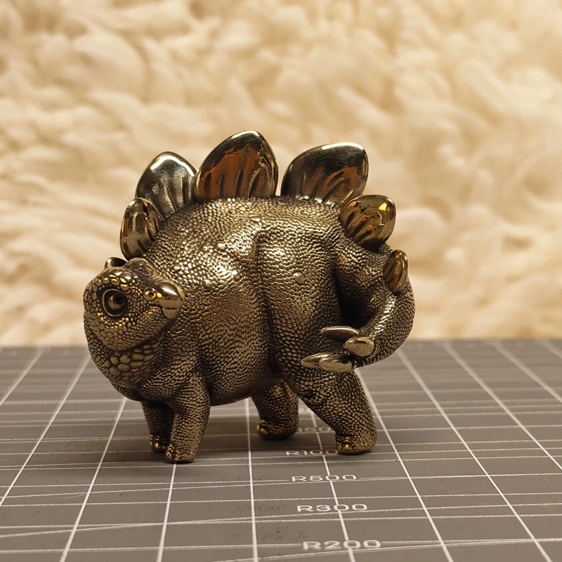 

Vintage Brass Stegosaurus Statue Mini Dinosaur Sculpture Home Office Tabletop Decoration