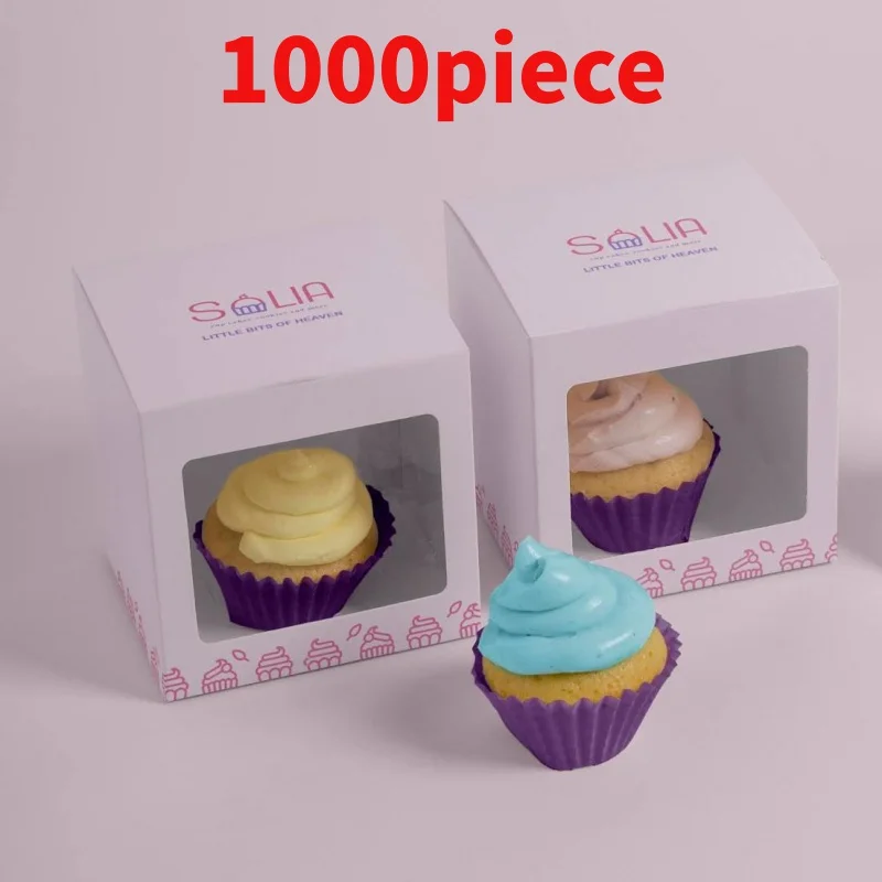 10 00piece.Custom.Cup Cake Cookie Boxes With Window Professional One-Stop Custom Solution Cake and Dessert Shop Cookies Recy