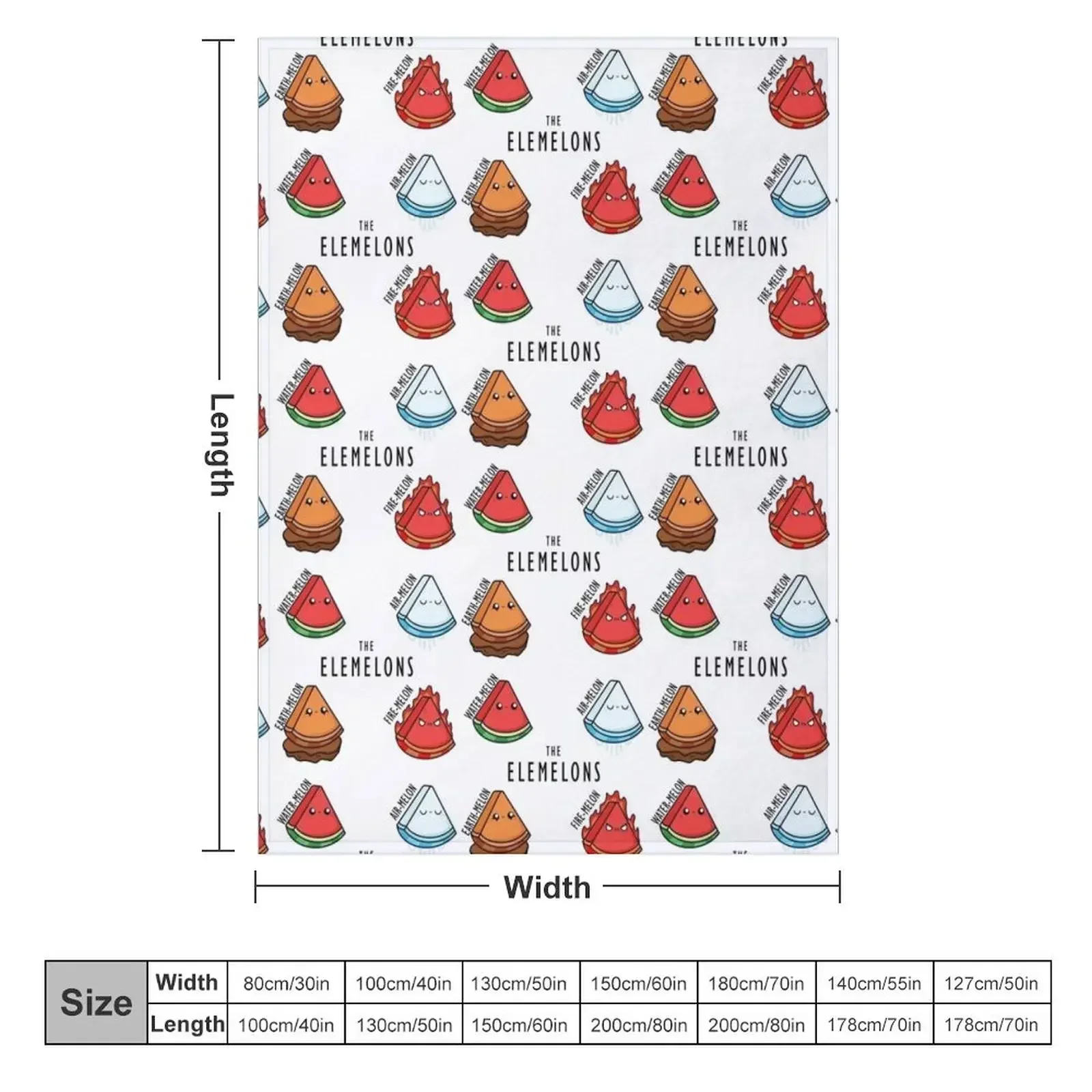 Kawaii Cartoon Watermelon elementals llustration Throw Blanket Luxury Thicken Heavy Soft Personalized Gift Blankets