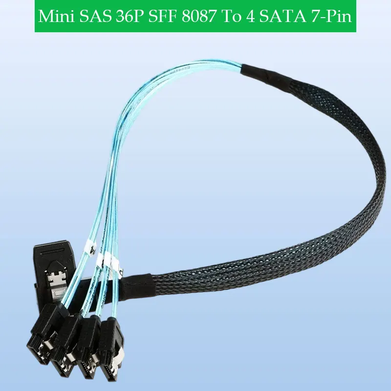 

ADT-Link Mini SAS 36P SFF 8087 Прямоугольный до 4 SATA 7-контактный высокоскоростной серверный кабель длиной 180 градусов Дополнительно 0,5 м 1 м