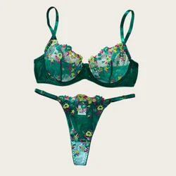 Floral Lingerie Delicate Embroidery Female Underwear Push Up Bra Sets Intimate Woman Clothes Romantic See through Lingerie Set