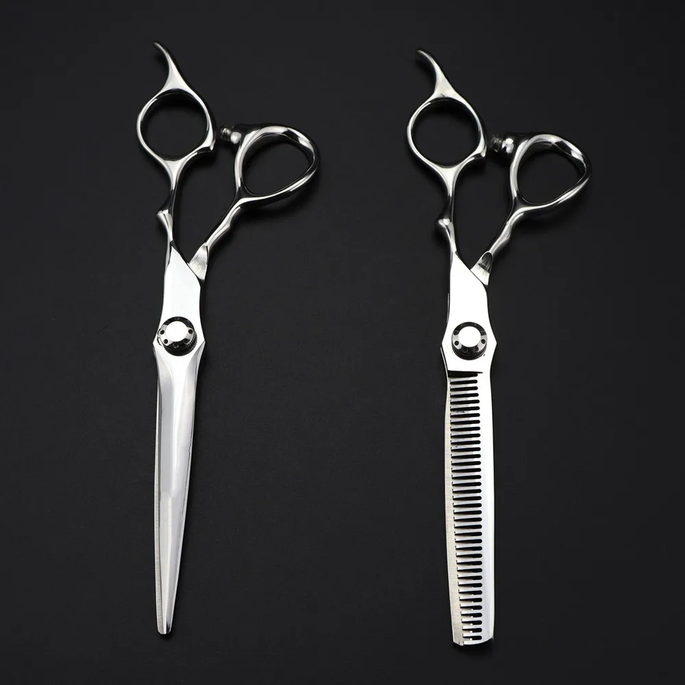 Professional Japan 440c steel 6.5 \'\' scissor Silver hair scissors haircut thinning barber cutting shears hairdressing scissors